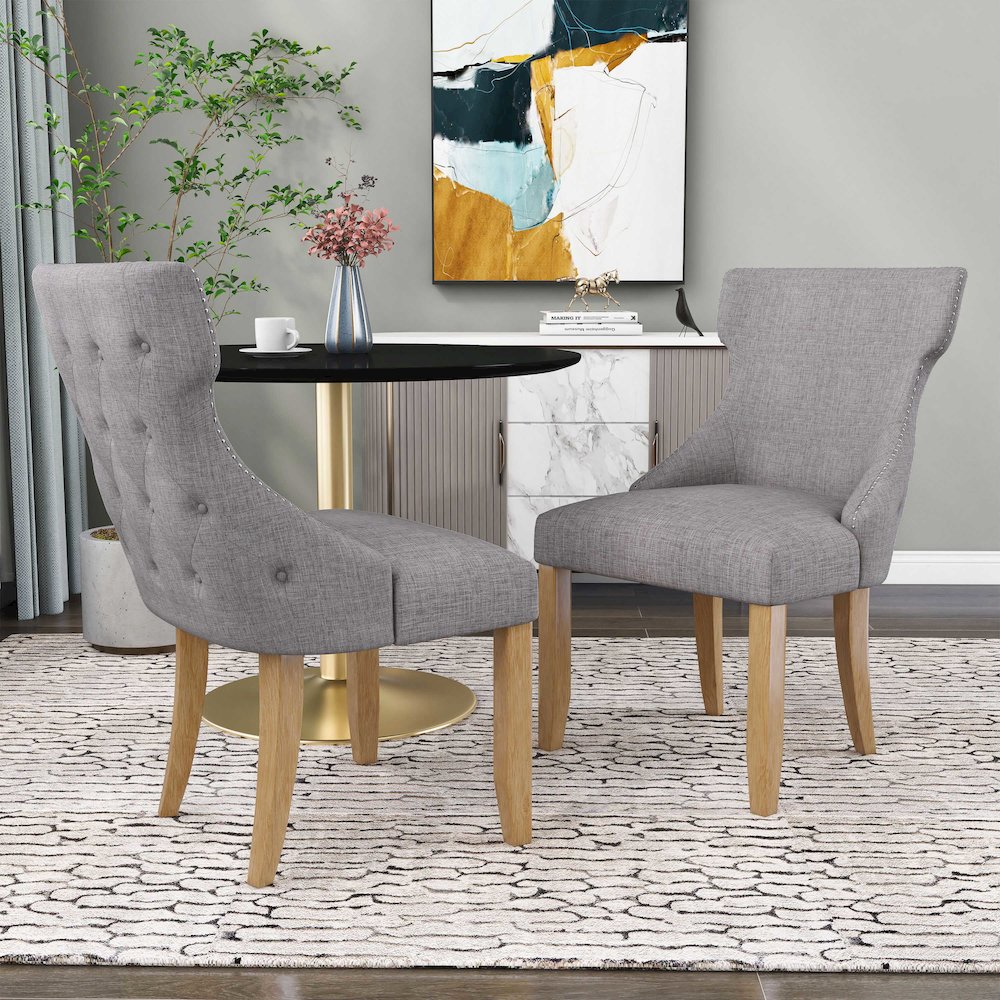 Glanz Linen Fabric Wing-Back Side Chair (Set of 2). Picture 4