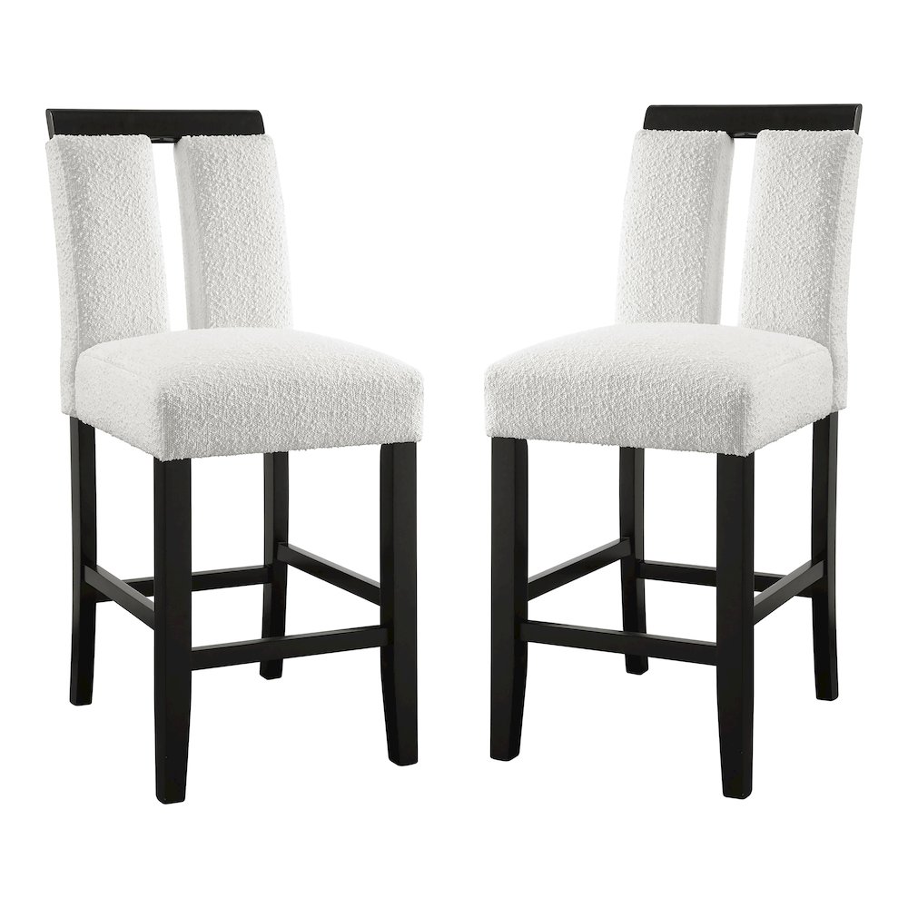 Prat Boucle Upholstered Counter Chairs in Black (Set of 2). Picture 1