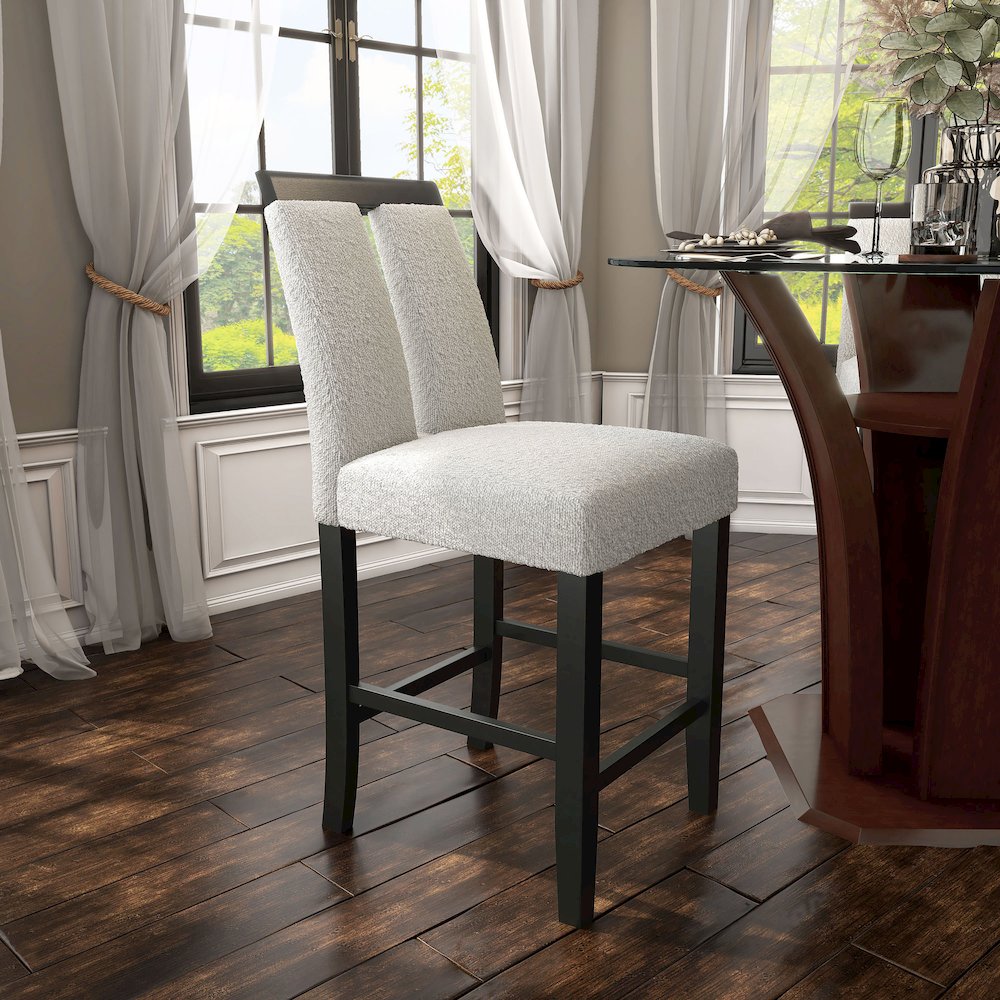 Prat Boucle Upholstered Counter Chairs in Black (Set of 2). Picture 5