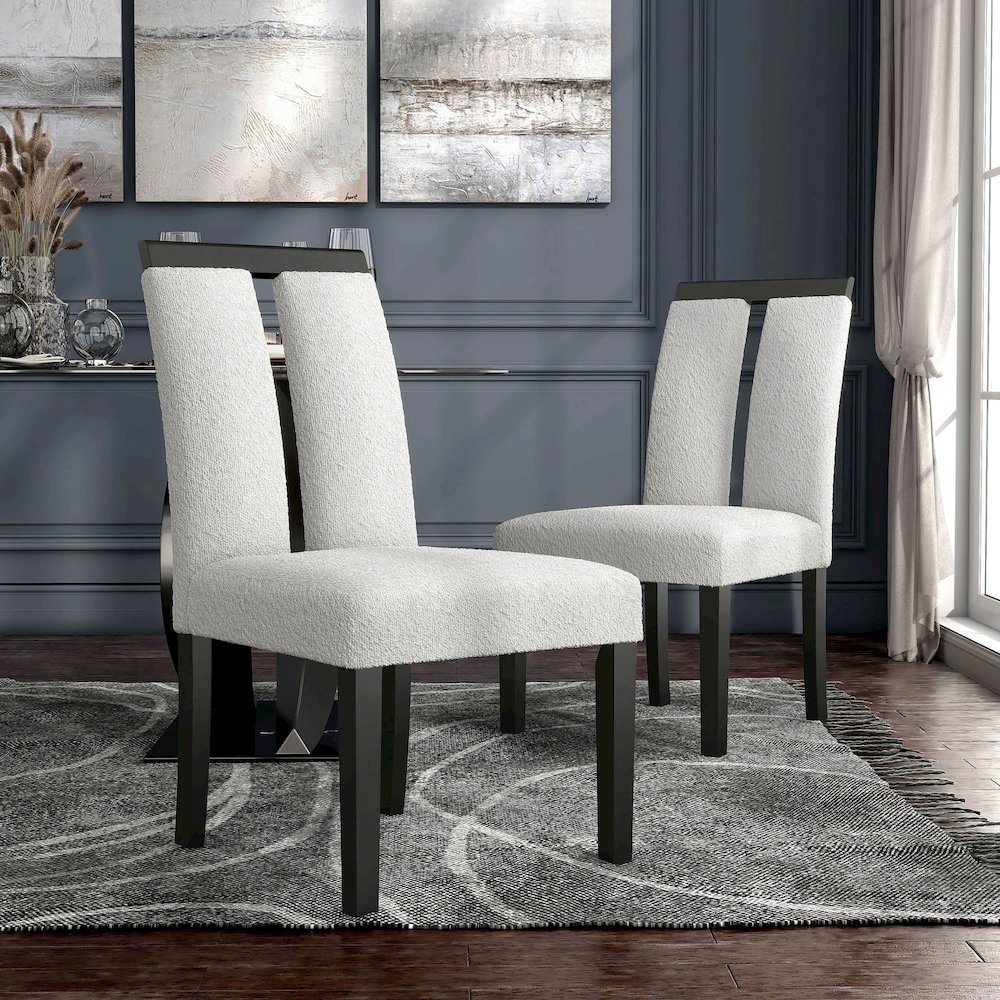 Prat Boucle Upholstered Side Chairs in Black (Set of 2). Picture 4