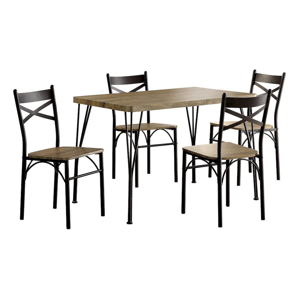 Kelle Transitional Metal 5-Piece Dining Set in Dark Bronze. Picture 1