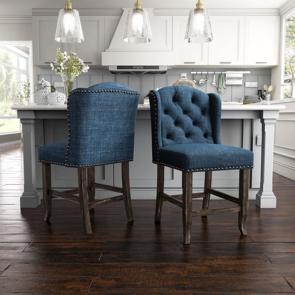 Sinuata Fabric Wingback Counter Chair (Set of 2). Picture 4
