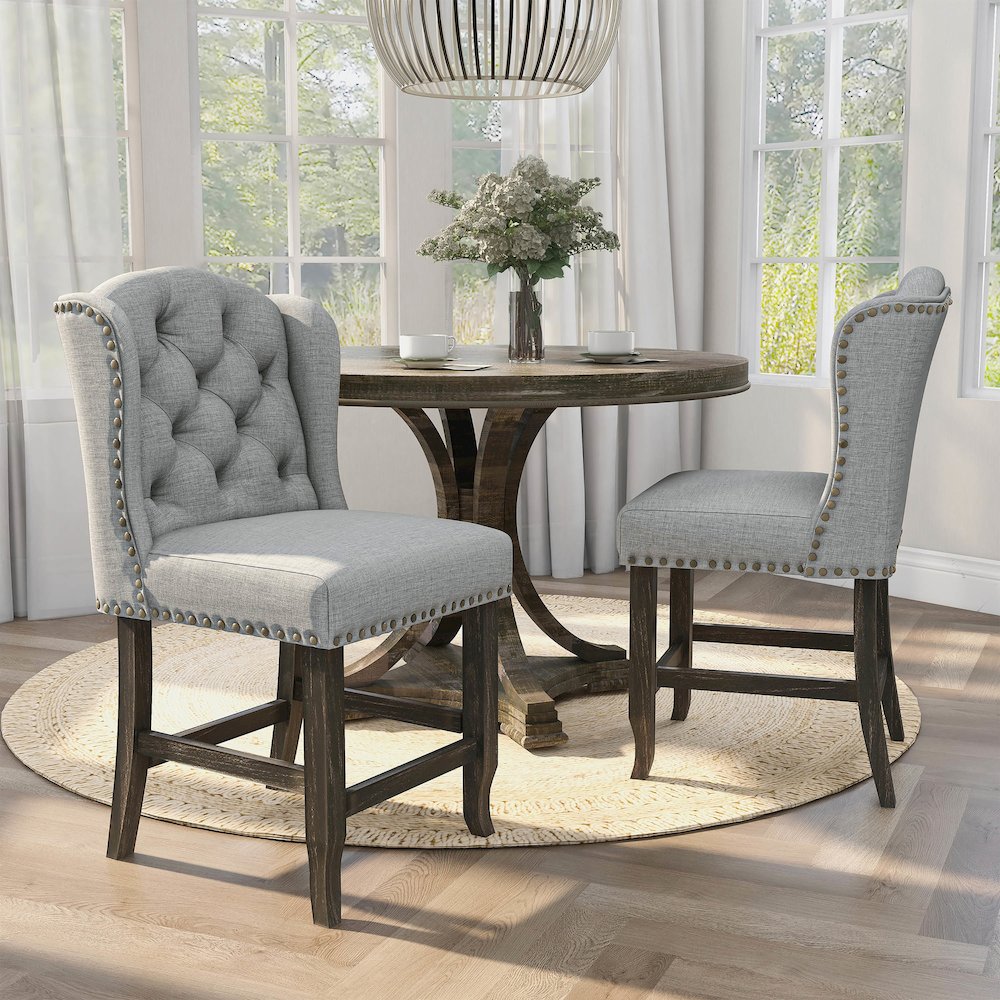 Sinuata Fabric Wingback Counter Chair (Set of 2). Picture 3