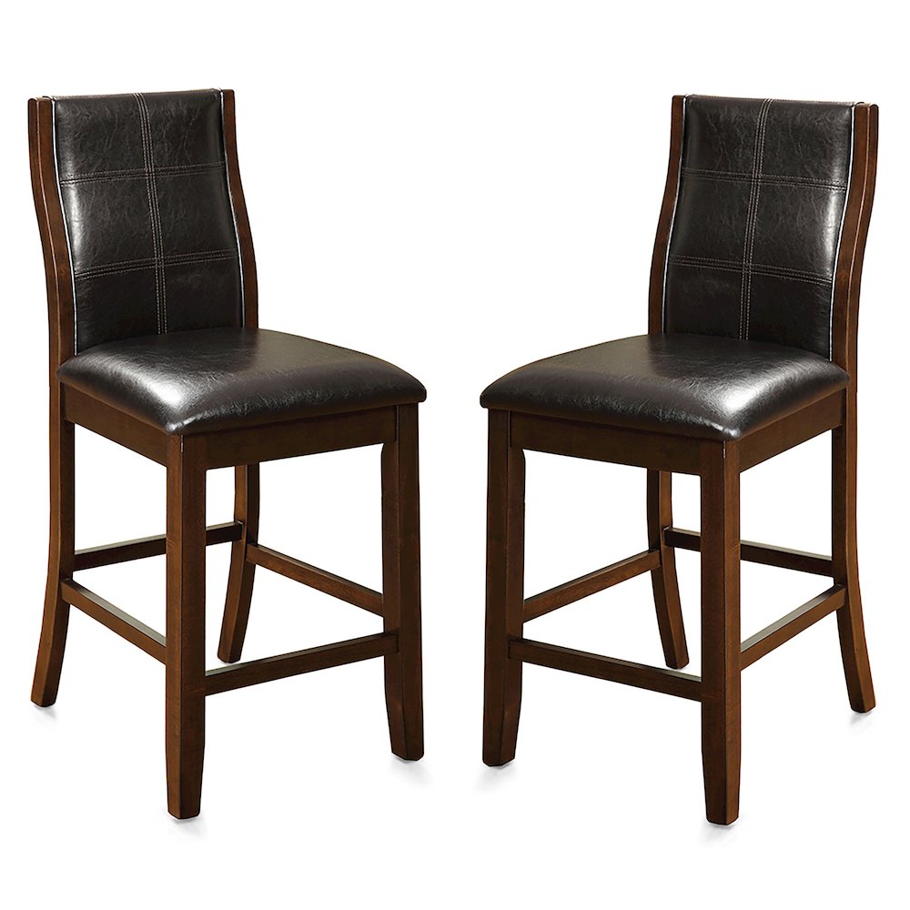 Egnew Faux Leather Padded Counter Height Chair in Dark Walnut (Set of 2). Picture 2