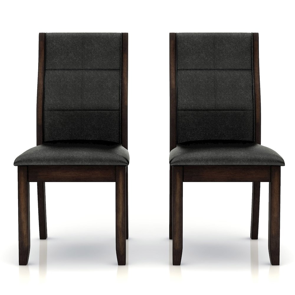 Egnew Faux Leather Padded Side Chair in Dark Walnut (Set of 2). Picture 1