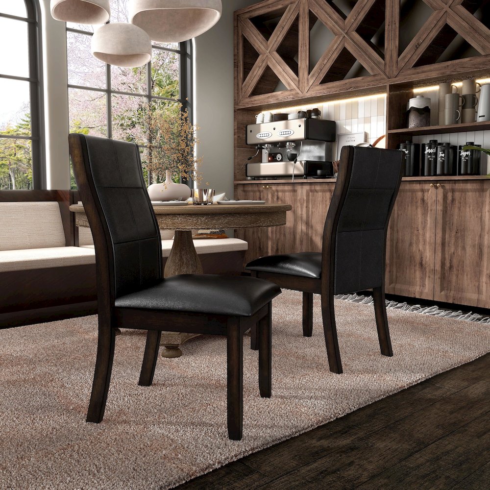 Egnew Faux Leather Padded Side Chair in Dark Walnut (Set of 2). Picture 5