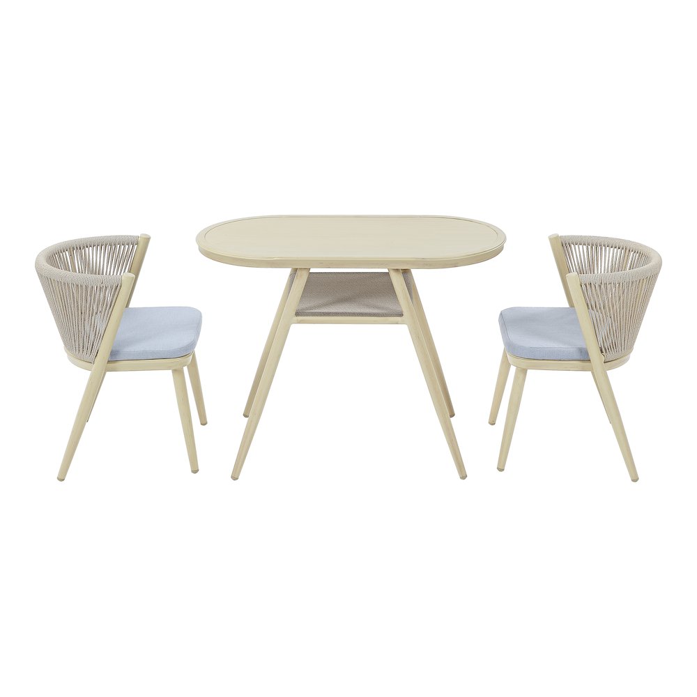Morah Aluminum 3-Piece Outdoor Dining Table Set in Brown. Picture 1