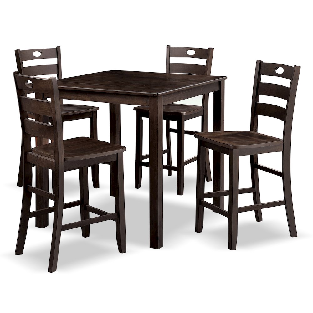 Haarven Wood 5-Piece Counter Height Dining Table Set, Brown. Picture 1