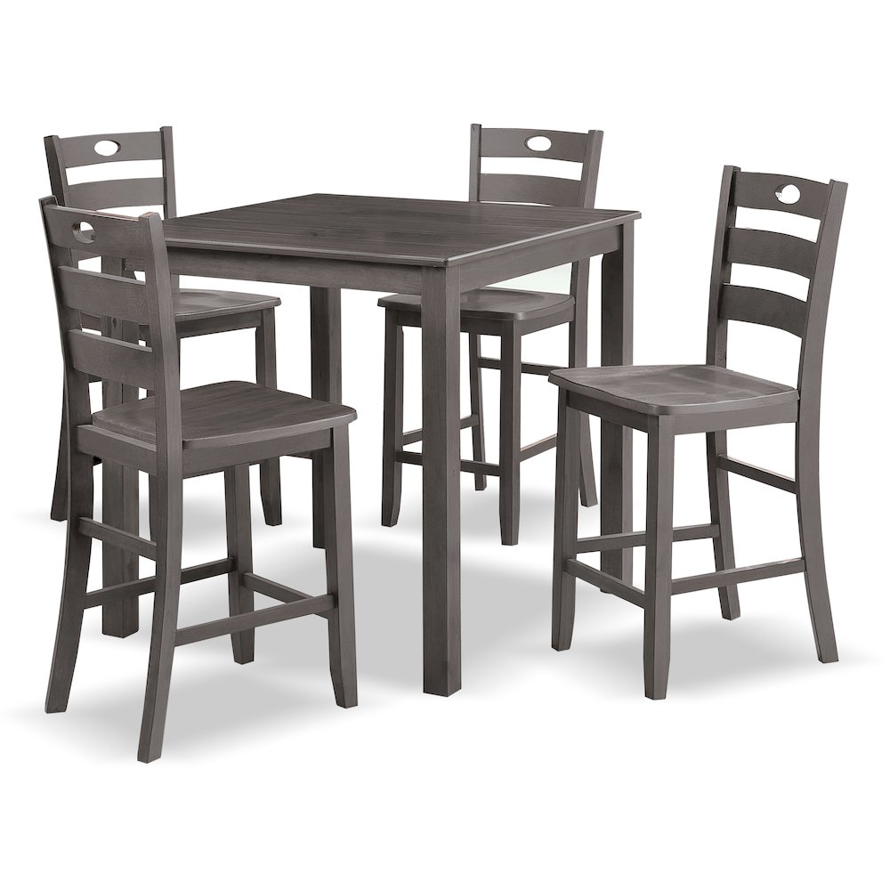 Haarven Wood 5-Piece Counter Height Dining Table Set, Grey. Picture 1