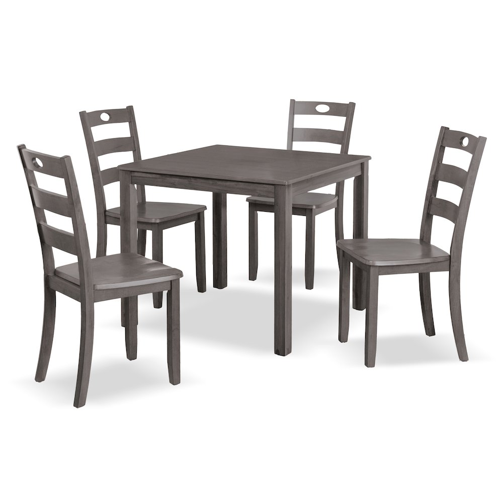 Haarven Wood 5-Piece Dining Table Set, Grey. Picture 1