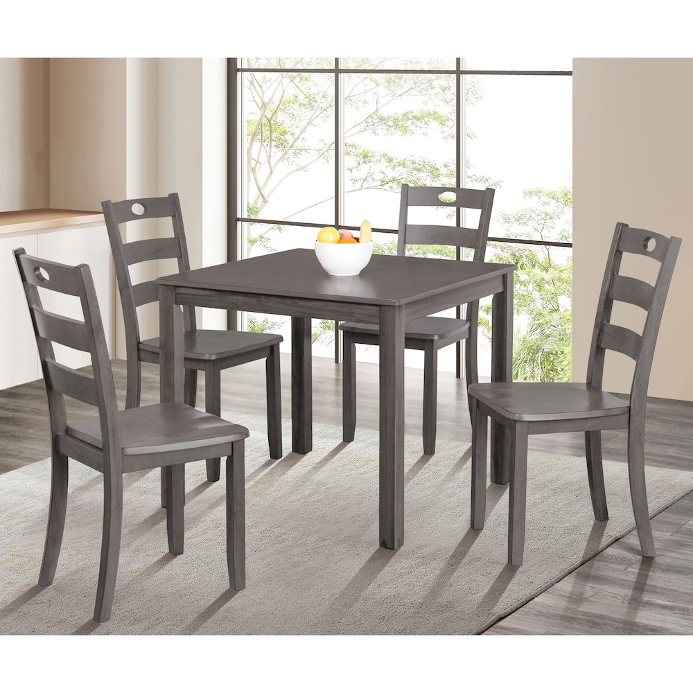 Haarven Wood 5-Piece Dining Table Set, Grey. Picture 2