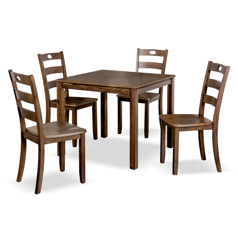 Haarven Wood 5-Piece Dining Table Set, Brown. Picture 1
