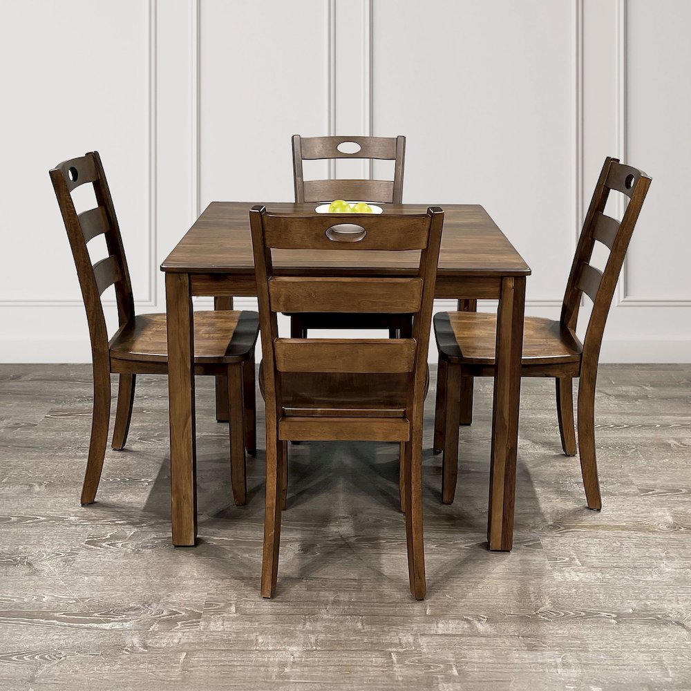 Haarven Wood 5-Piece Dining Table Set, Brown. Picture 2