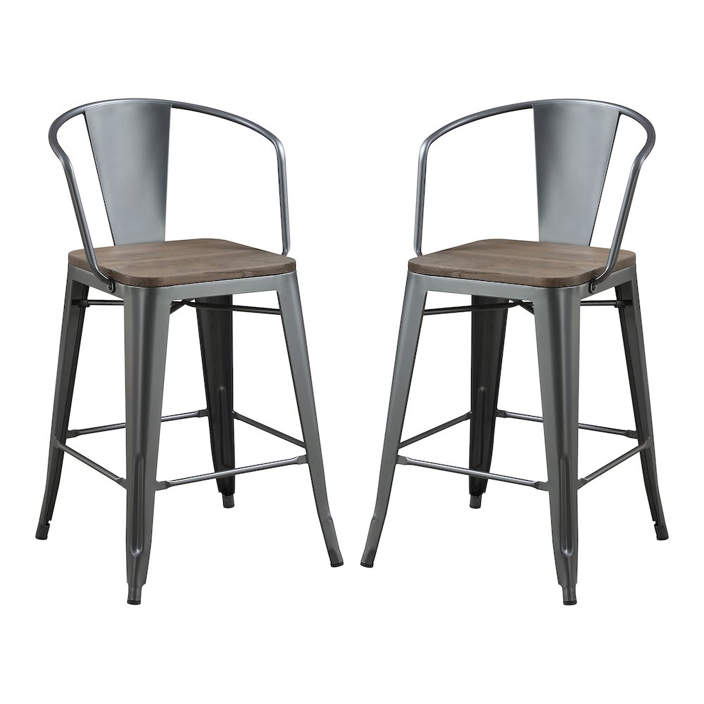 Mayfield Metal Counter Stool in Dark Bronze (Set of 2). Picture 1