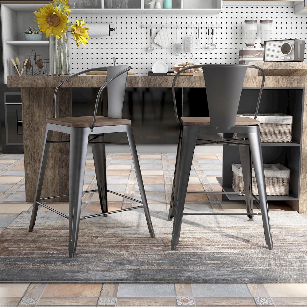 Mayfield Metal Counter Stool in Dark Bronze (Set of 2). Picture 3