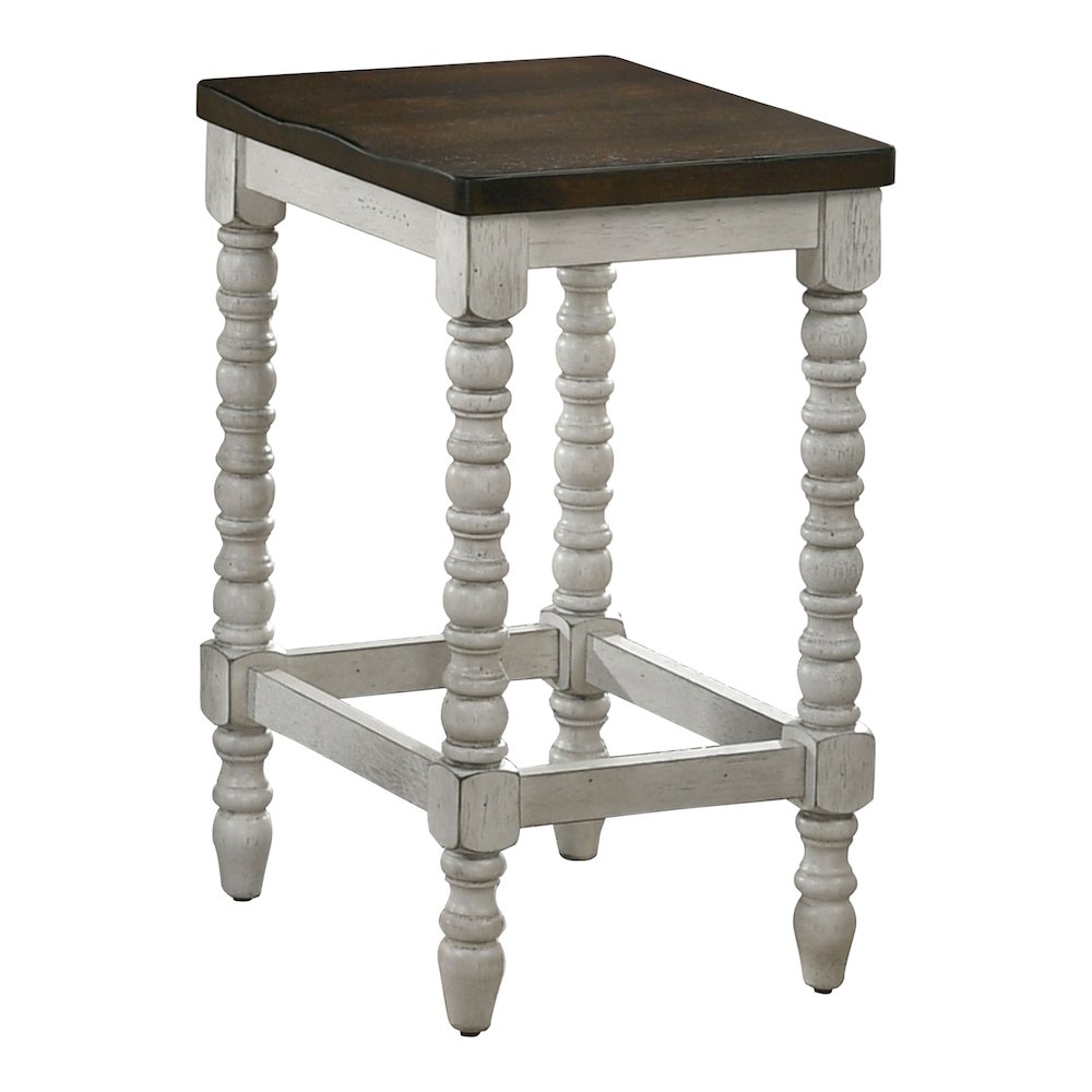 Birch Wood Counter Stools in White and Walnut (Set of 2). Picture 3