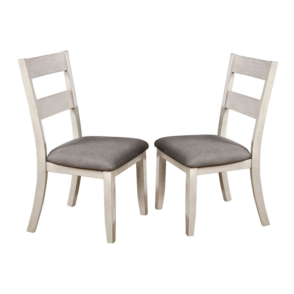 Annell Ladder-Back Fabric and Wood White Side Chairs (Set of 2). Picture 1