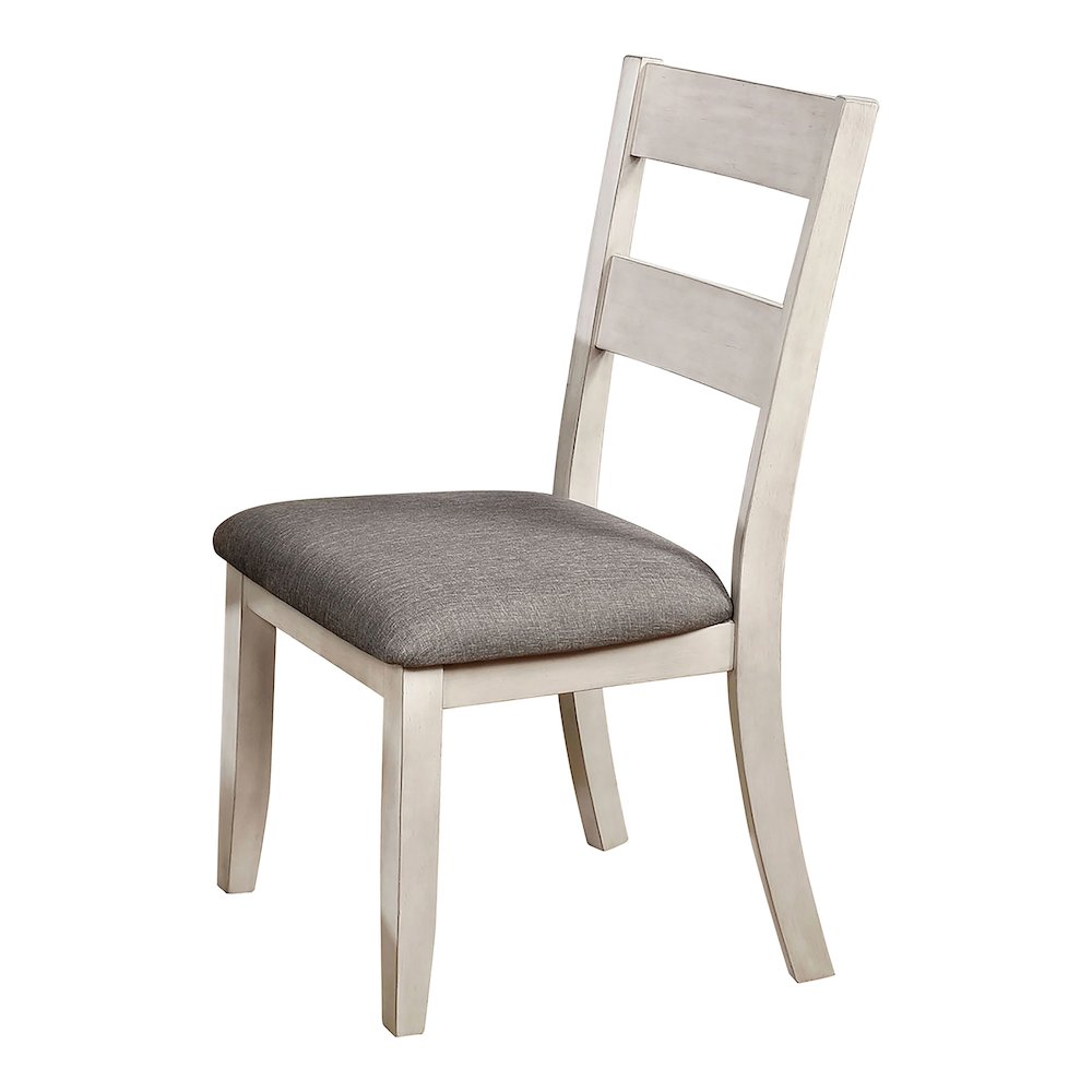 Annell Ladder-Back Fabric and Wood White Side Chairs (Set of 2). Picture 2