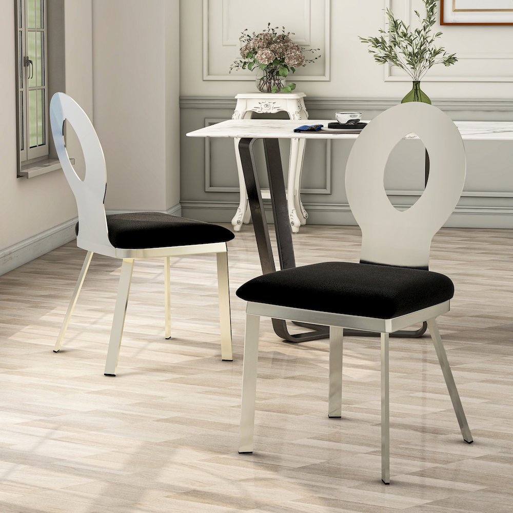 Lopez Stainless Steel Dining Side Chair in Silver (Set of 2). Picture 4