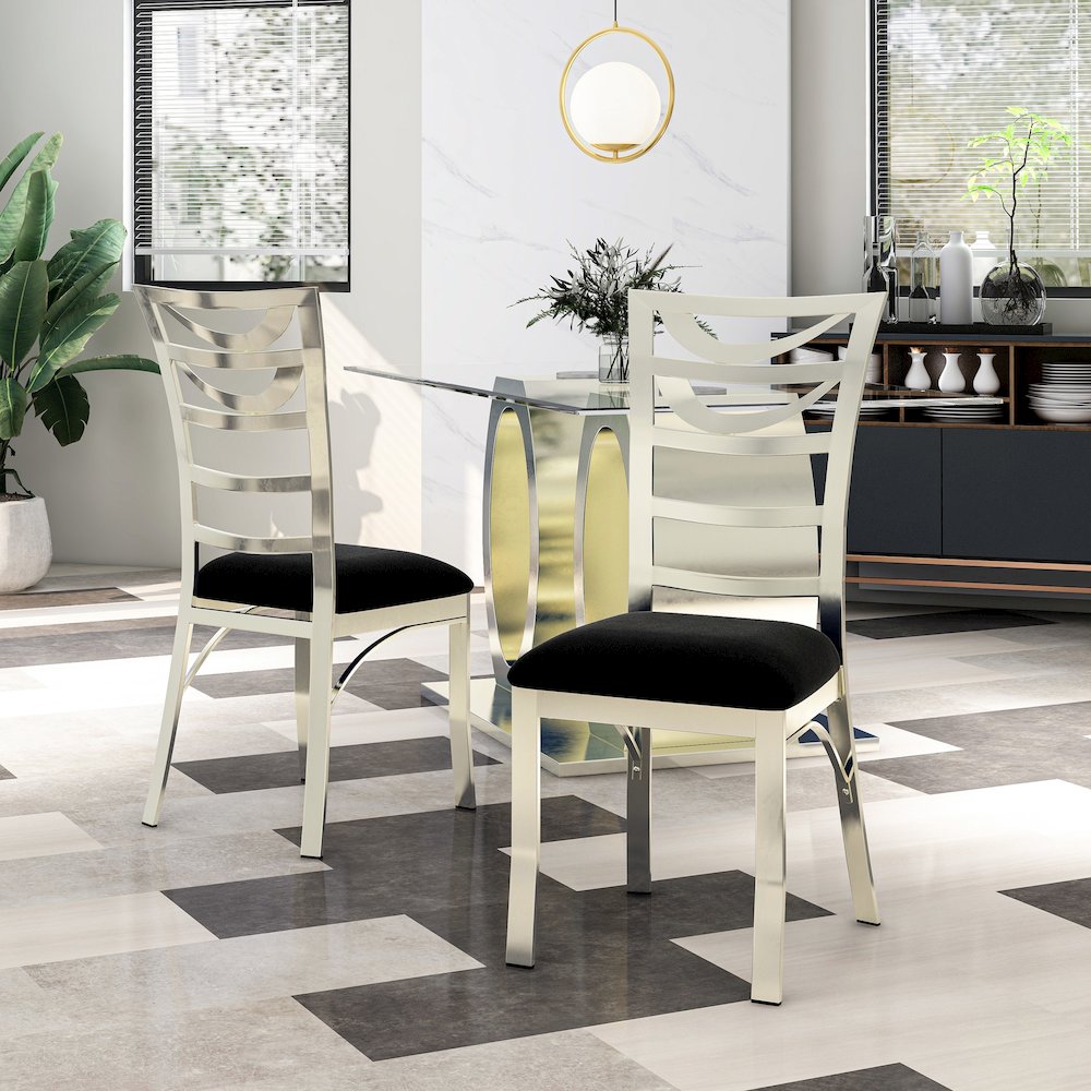 Halliway Stainless Steel Dining Side Chair in Silver (Set of 2). Picture 4