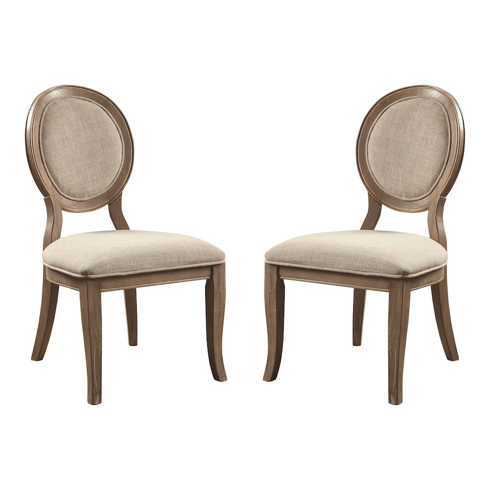 Chlido Fabric Padded Side Chair in Rustic Oak (Set of 2). Picture 1