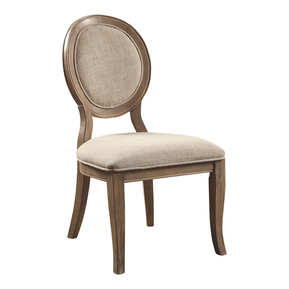 Chlido Fabric Padded Side Chair in Rustic Oak (Set of 2). Picture 2
