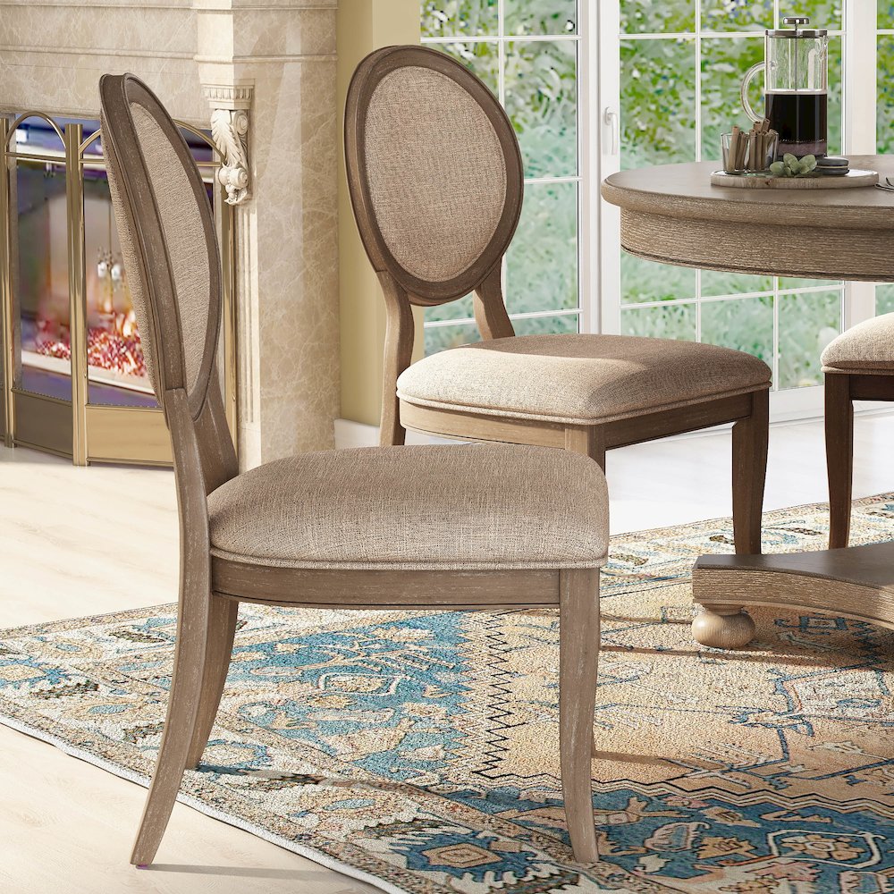 Chlido Fabric Padded Side Chair in Rustic Oak (Set of 2). Picture 4
