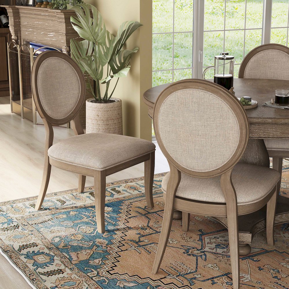 Chlido Fabric Padded Side Chair in Rustic Oak (Set of 2). Picture 5