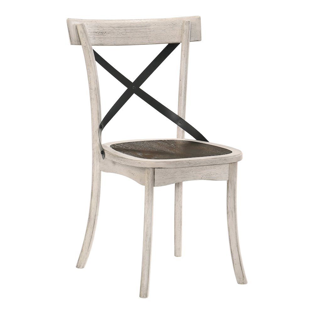 Knix Rustic Wood Dining Chair in Antique White (Set of 2). Picture 2