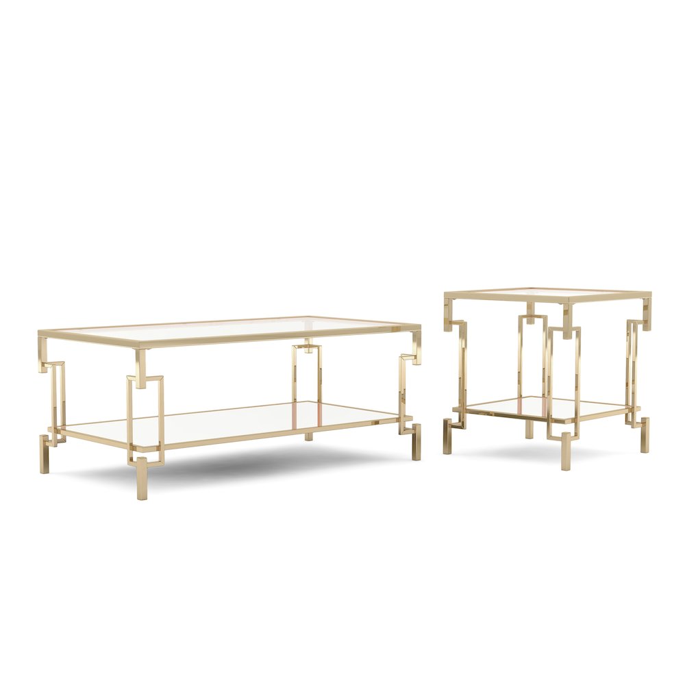 Anaheim Metal 2-Piece Coffee Table Set in Gold Champagne. Picture 1