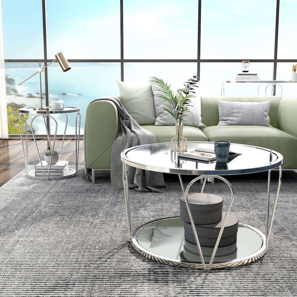 Miffa Contemporary Metal 2-Piece Coffee Table Set. Picture 2