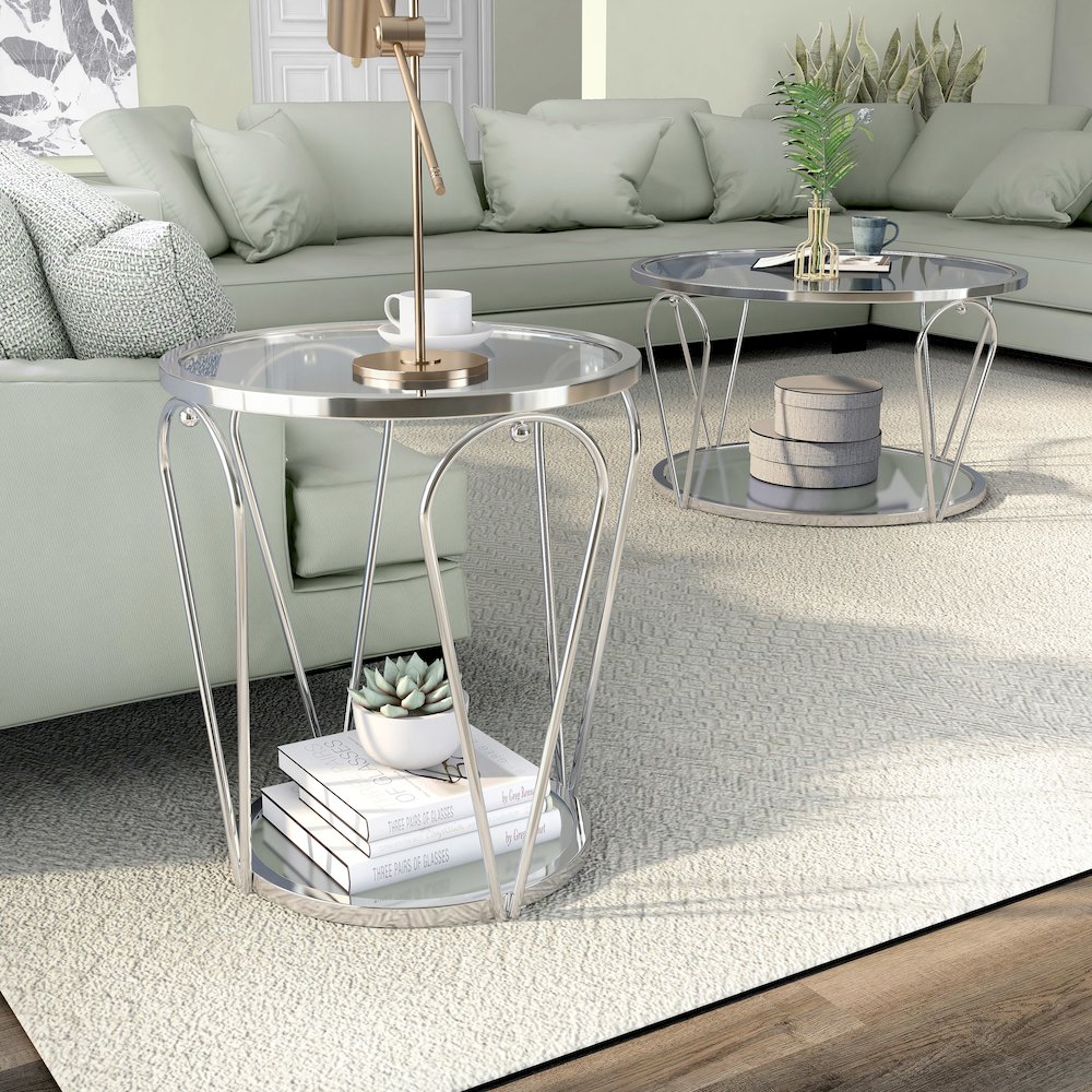 Miffa Contemporary Metal 2-Piece Coffee Table Set. Picture 3