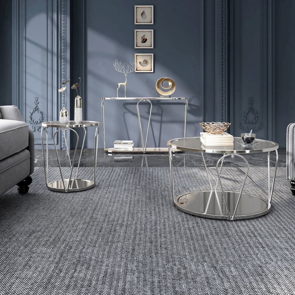 Miffa Contemporary Metal 3-Piece Coffee Table Set. Picture 2