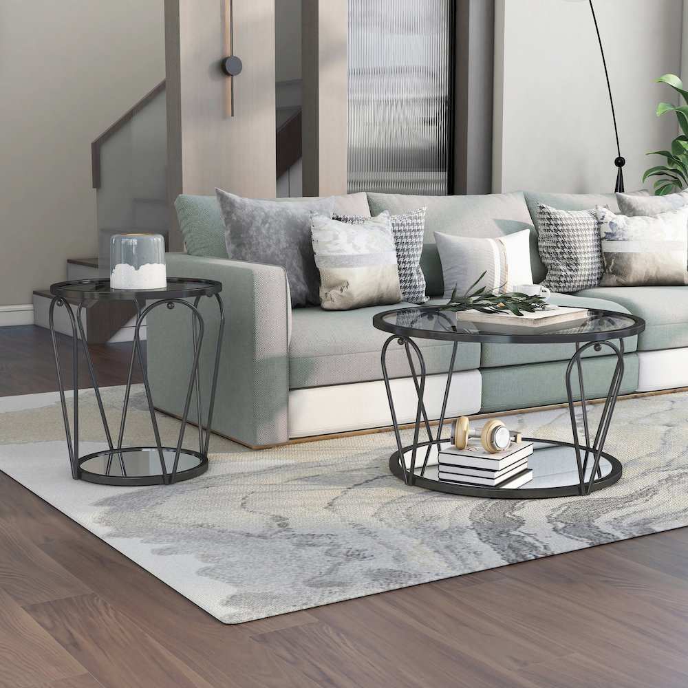 Miffa Contemporary Metal 2-Piece Coffee Table Set. Picture 2