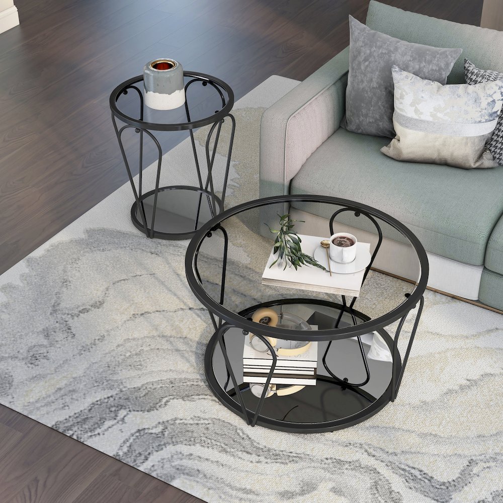 Miffa Contemporary Metal 2-Piece Coffee Table Set. Picture 3