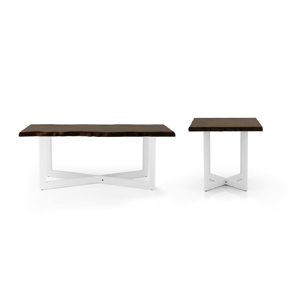 Baletto Wood 2-Piece Coffee Table Set in Oak and White. Picture 1