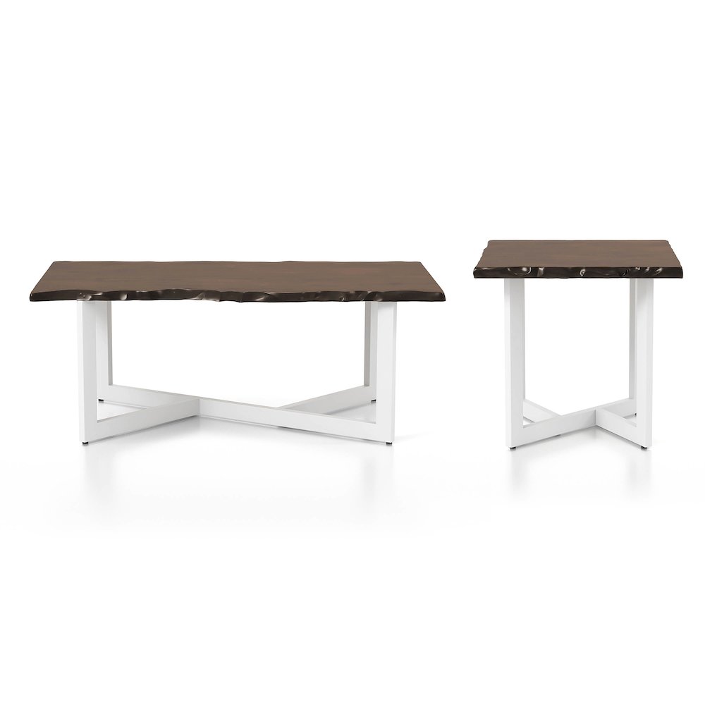 Krestian Wood 2-Piece Coffee Table Set in Oak and White. Picture 1