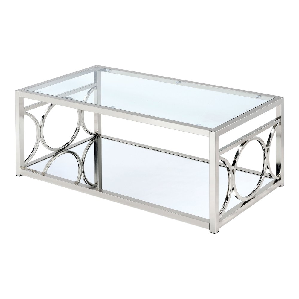 Beller Contemporary Metal 1-Shelf Coffee Table in Chrome. Picture 1