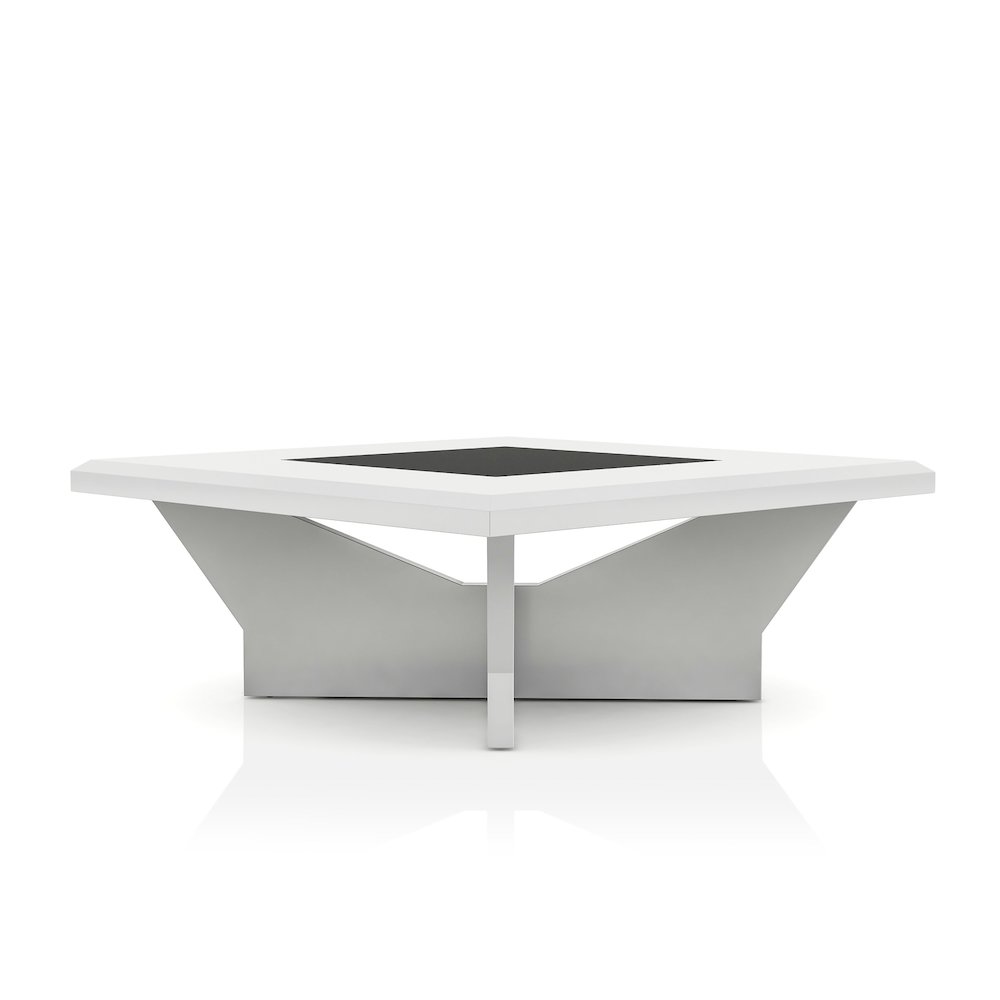 Avens Contemporary Wood Square Coffee Table in White. Picture 1