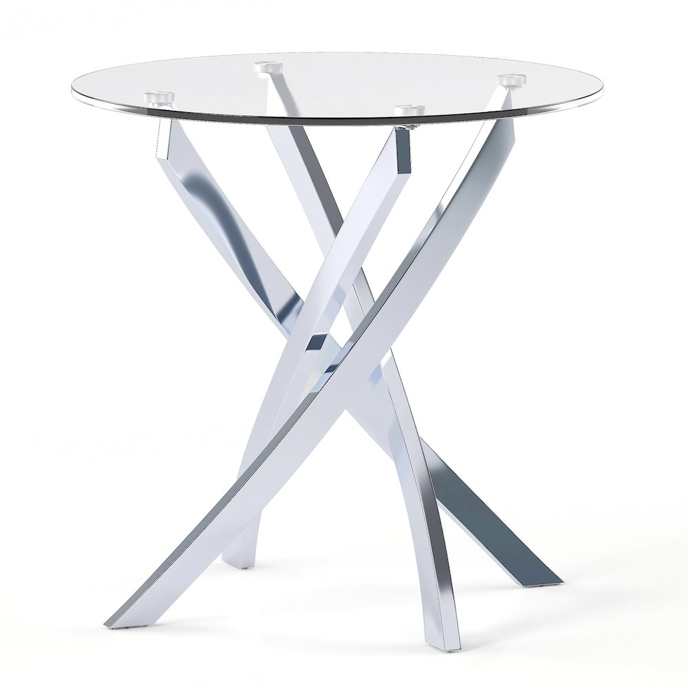 Cheatham Contemporary Glass Top End Table in Chrome. Picture 1