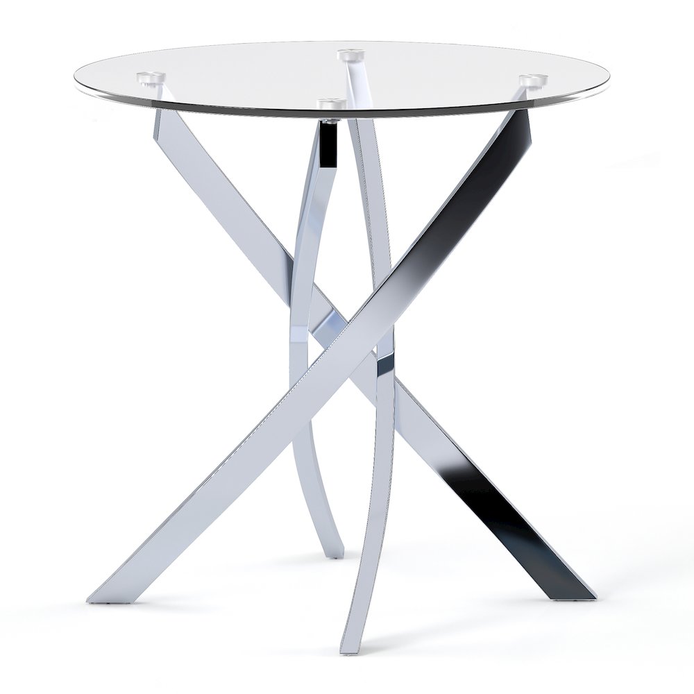 Cheatham Contemporary Glass Top End Table in Chrome. Picture 2