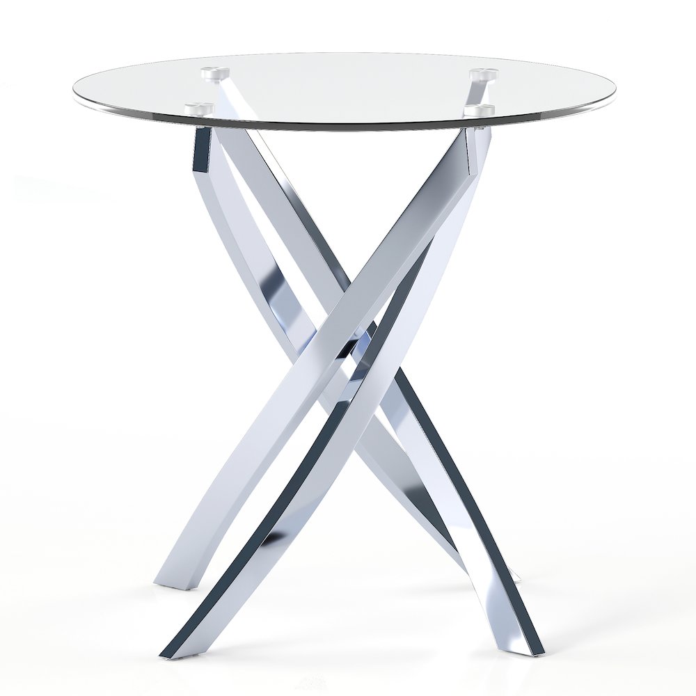Cheatham Contemporary Glass Top End Table in Chrome. Picture 3