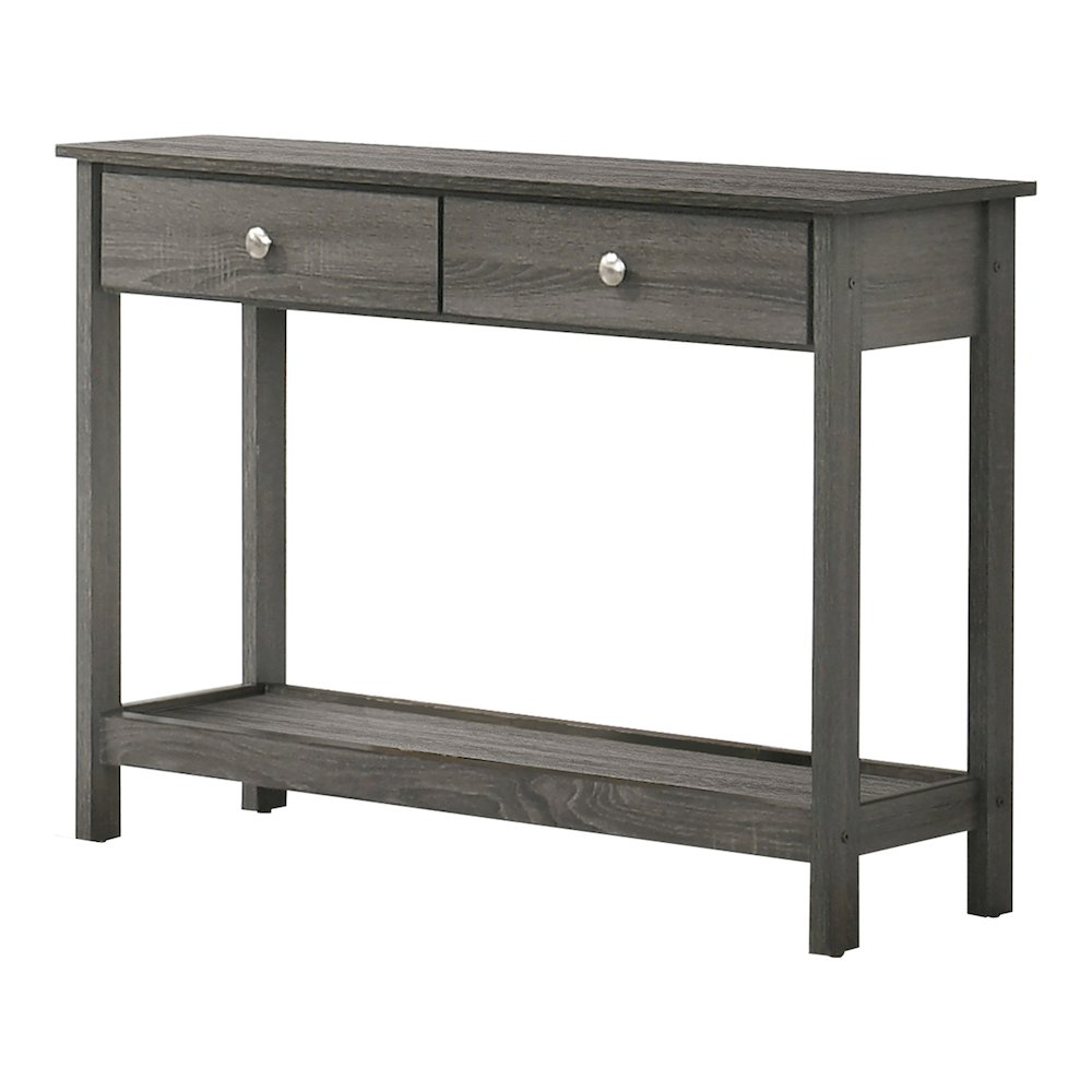 Lekwick Transitional Wood 2-Drawer Console Table in Gray. Picture 1