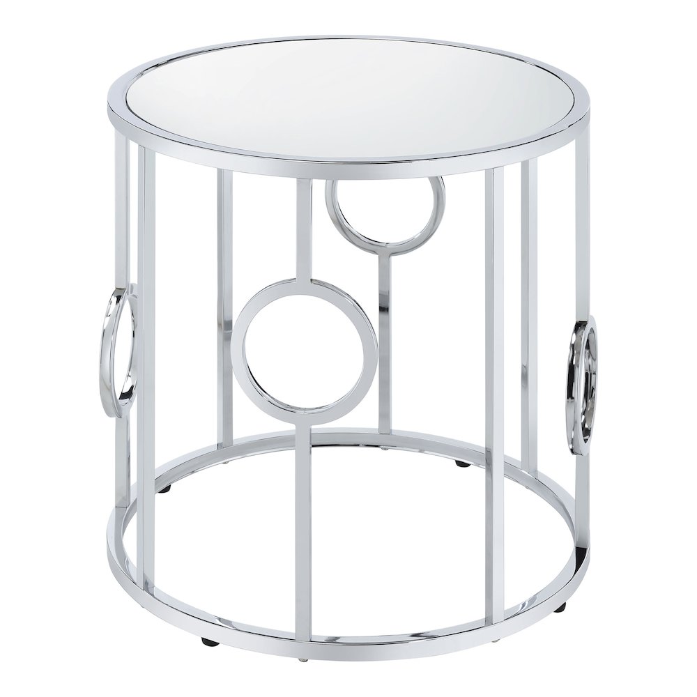 Harper Contemporary Metal Round End Table in Chrome. Picture 1