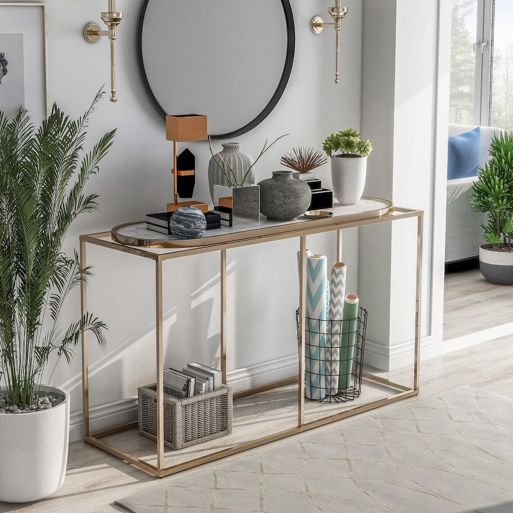 Abair Contemporary Metal Console Table. Picture 4