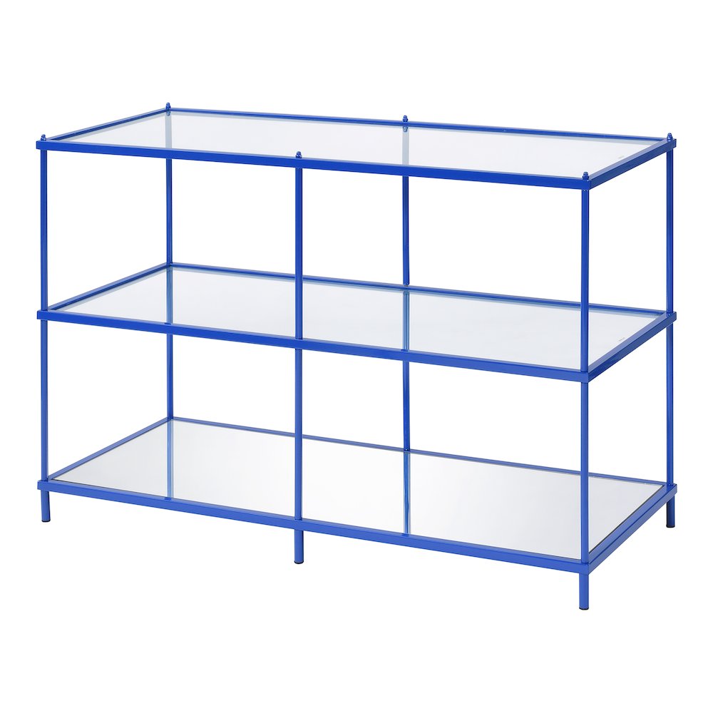 Mendry Metal 2-Shelf Console Table in Blue. Picture 1