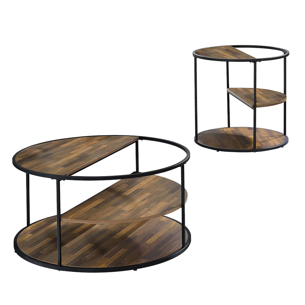 Marquesa Wood Round 2-Piece Coffee Table Set. Picture 1