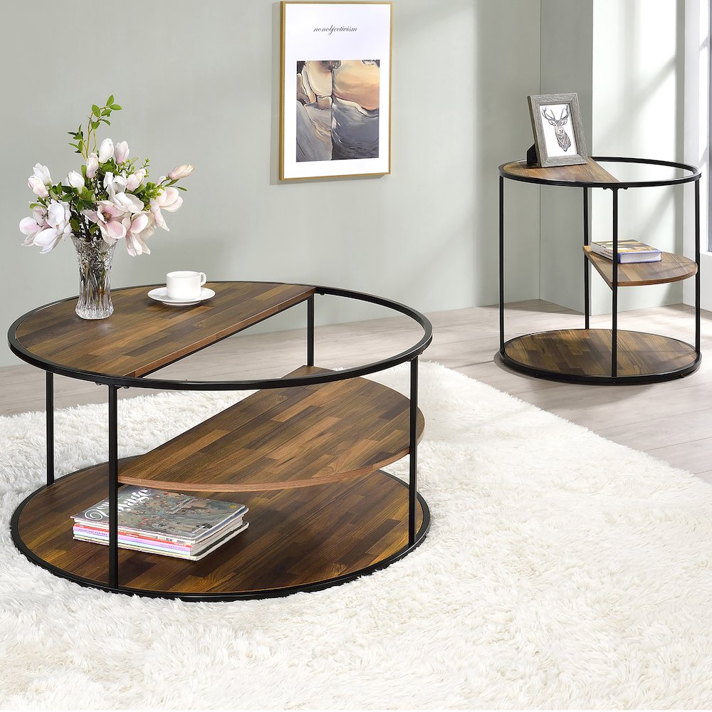 Marquesa Wood Round 2-Piece Coffee Table Set. Picture 2