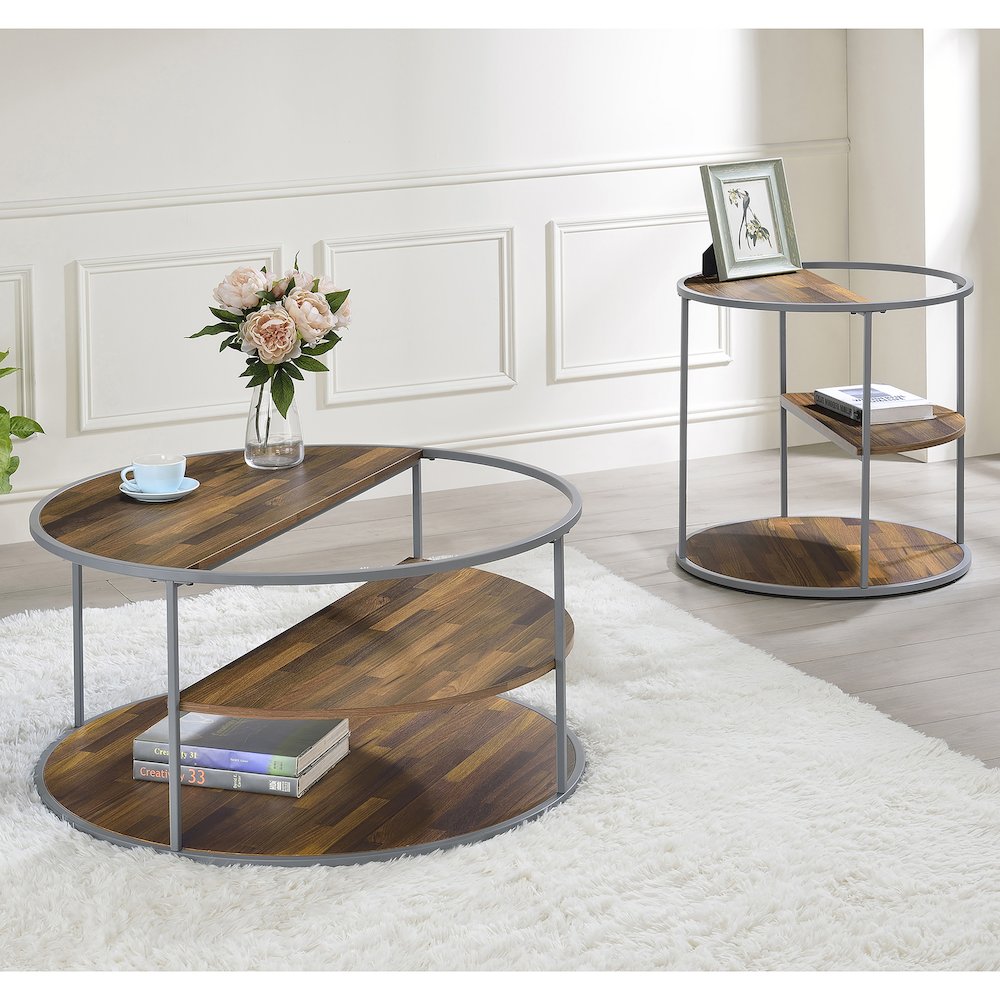 Marquesa Wood Round 2-Piece Coffee Table Set. Picture 2