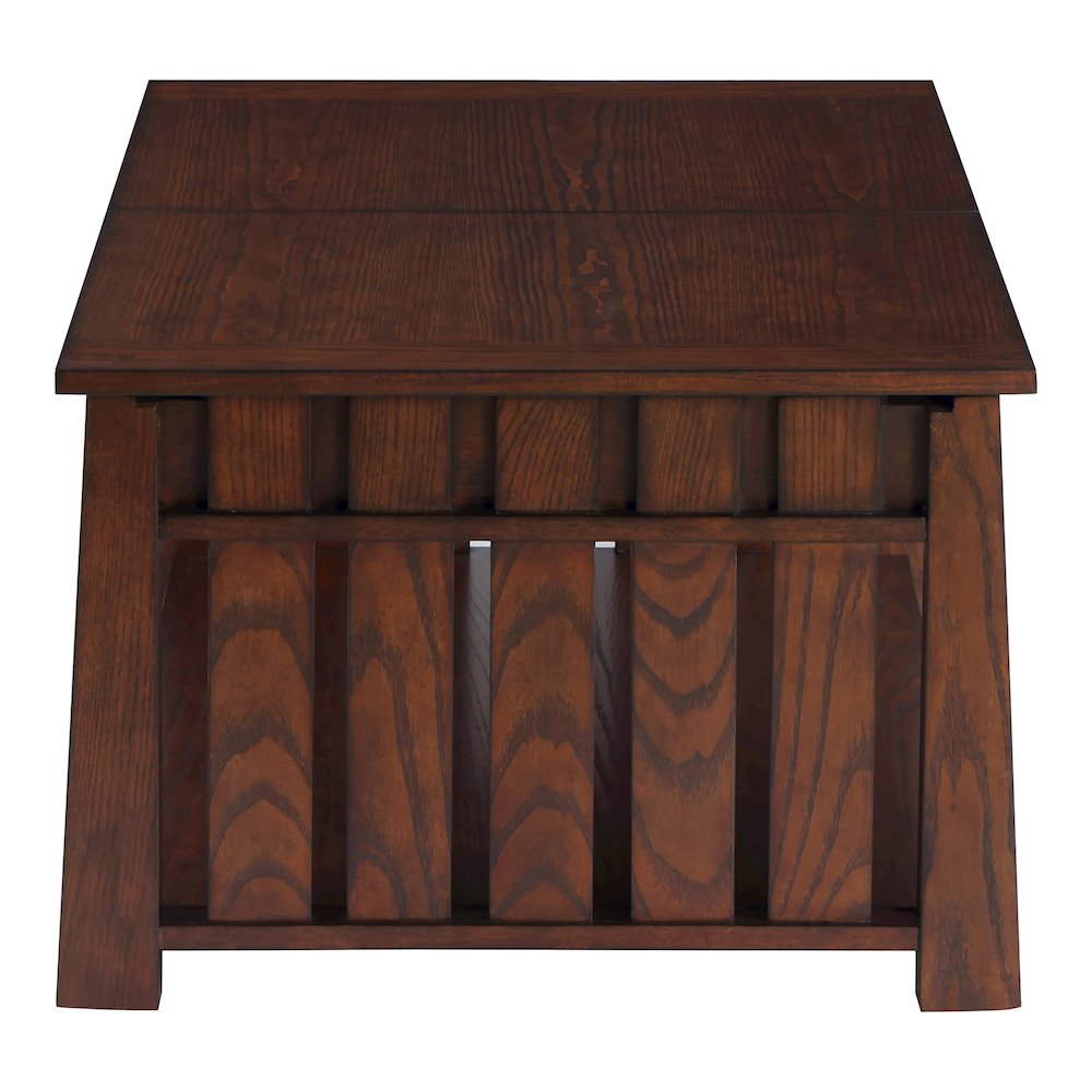Elm Wood Coffee Table With Hidden Lift Shelf. Picture 3